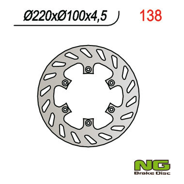 NG TARCZA HAMULCOWA TYŁ KAWASAKI KX 125 '89-'02, KX 250 '92-'95, KDX 200/220, KLX300/650R (220X100X4,5) (6X6,5MM) – zdjęcie 2