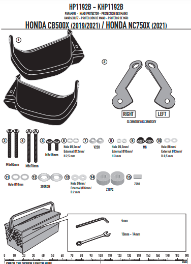 KAPPA OSŁONY KIEROWNICY (RĄK, HANDBARY) HONDA CB 500X '19-23, NX 500 '24-'25 HONDA NC 750X '21-'25 - ZASTĘPUJĄ KHP1171 ORAZ KHP1192