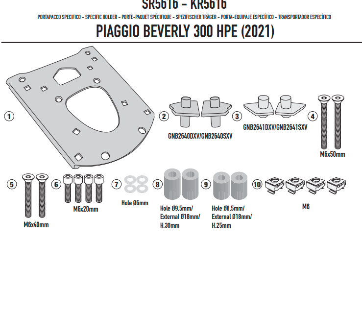 GIVI STELAŻ KUFRA CENTRALNEGO MONOLOCK (BEZ PŁYTY) - PIAGGIO Beverly 300-400 HPE (21 > 22)