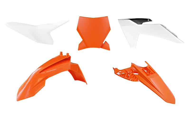 RACETECH (RTECH) KOMPLET PLASTIKÓW KTM SX 50 '24-'27 KOLOR OEM ( POMARAŃCZOWY / BIAŁY / CZARNY )