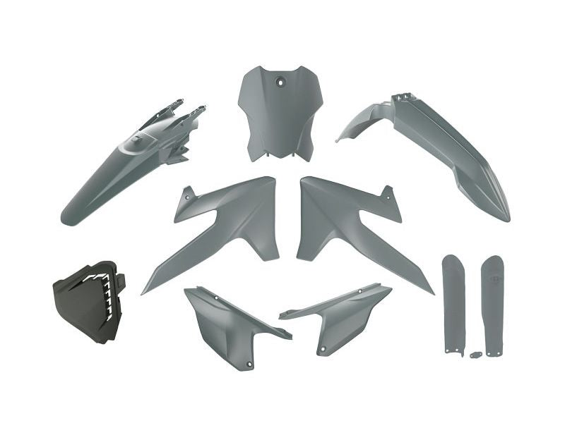 RACETECH (RTECH) KOMPLET PLASTIKÓW Z OSŁONAMI TELESKOPÓW TRIUMPH TF 250 X '24-'26, TF 450 RC '25-'26 KOLOR SZARY