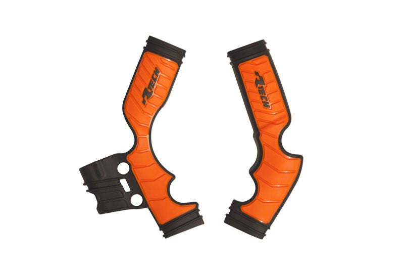 RACETECH (RTECH) OSŁONY RAMY (KOMPLET) BI-MATERIAL SUPER GRIP KTM SX 65 '16-'24 KOLOR POMARAŃCZOWY / CZARNY