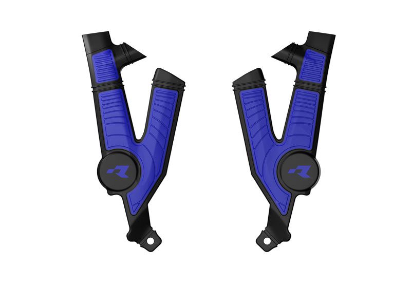 RACETECH (RTECH) OSŁONY RAMY (KOMPLET) BI-MATERIAL SUPER GRIP TALARIA STING MX4 / MX5 / TL4000 / TL5500 '23-'25 KOLOR CZARNY / NIEBIESKI