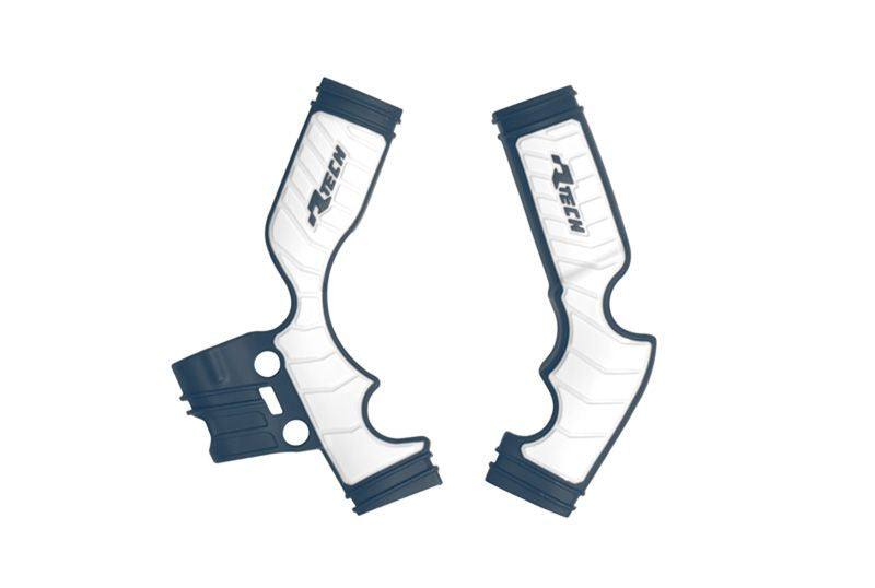 RACETECH (RTECH) OSŁONY RAMY (KOMPLET) BI-MATERIAL SUPER GRIP HUSQVARNA TC 65 '17-'24 KOLOR NIEBIESKI / BIAŁY
