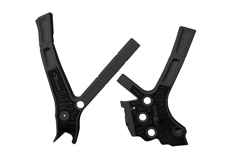 RACETECH (RTECH) OSŁONY RAMY (KOMPLET) BI-MATERIAL SUPER GRIP YAMAHA YZ 125 / 250 '05-'24, FANTIC XE / XX 125 / 250 / 300 '21-'24 KOLOR CZARNY