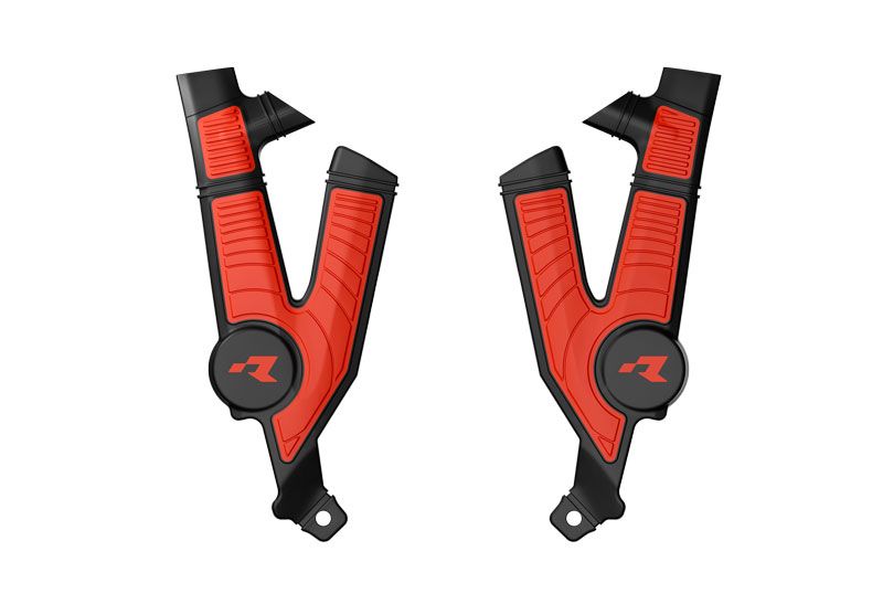 RACETECH (RTECH) OSŁONY RAMY (KOMPLET) BI-MATERIAL SUPER GRIP TALARIA STING MX4 / MX5 / TL4000 / TL5500 '23-'25 KOLOR CZARNY / CZERWONY