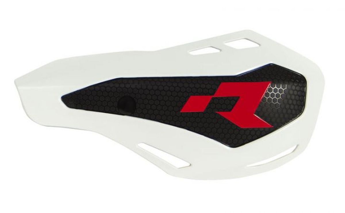 RACETECH (RTECH) OSŁONY RĄK (HANDBARY) HP1 KOLOR BIAŁY (Z 2 RODZAJAMI MOCOWAŃ DO KIEROWNICY ORAZ MANETEK)