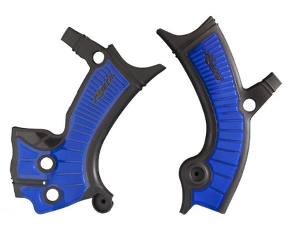 RACETECH (RTECH) OSŁONY RAMY (KOMPLET) BI-MATERIAL SUPER GRIP YAMAHA YZF 250 '19-21, YZ-FX 250 '20-21, YZF 450 '18-21, YZ-FX 450 '19-21, WRF 250 '20-21, WRF 450 '19-21 KOLOR CZARNY NIEBIESKI