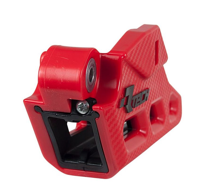 RACETECH (RTECH) PROWADNICA ŁAŃCUCHA BETA RR/RX 125/250/300/350/450/530 '13-'23, XTRAINER 250/300 '15-'23 MONOBLOCK R2.0 WORX Z WYMIENNYM WKŁADEM KOLOR CZERWONY