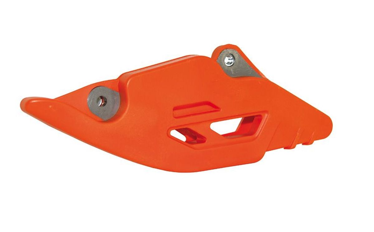 RACETECH (RTECH) PROWADNICA ŁAŃCUCHA KTM SX/SXF 125/150/250/350/450 '23-'25, SXF 250/450 FACTORY EDITION '22, HUSQVARNA TC/FC 125/250/350/450 '23-'25, TX/FX/FS 300/350/450 '23-'25 KOLOR POMARAŃCZOWY (WZMACNIANA ALUMINIUM)