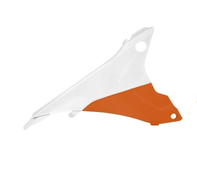 RACETECH (RTECH) OSŁONA FILTRA POWIETRZA PRAWA KTM EXC/EXCF 125-500 '14-16 KOLOR OEM 2015 POMARAŃCZOWY/BIAŁY (KT04054999WRT) - WYPRZEDAŻ