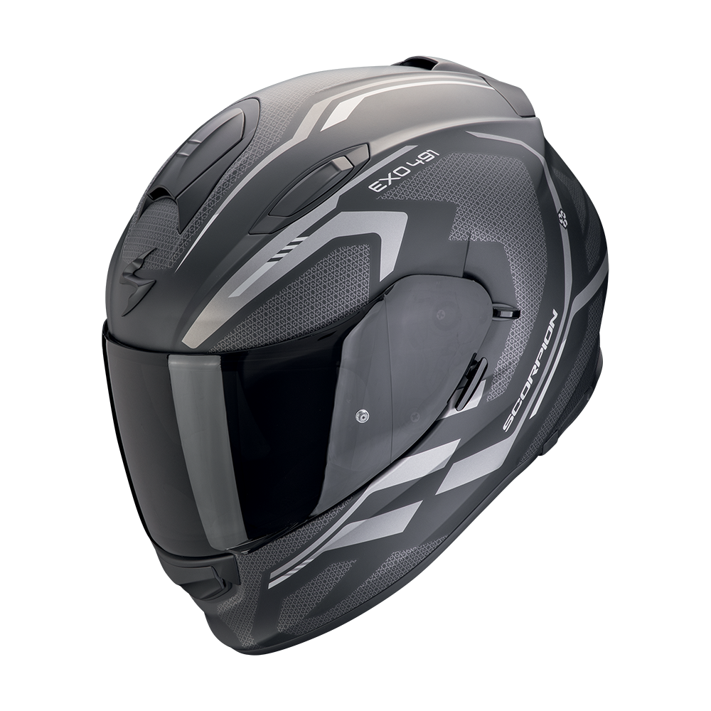 SCORPION KASK EXO-491 KRIPTA MAT BLACK-SILVER