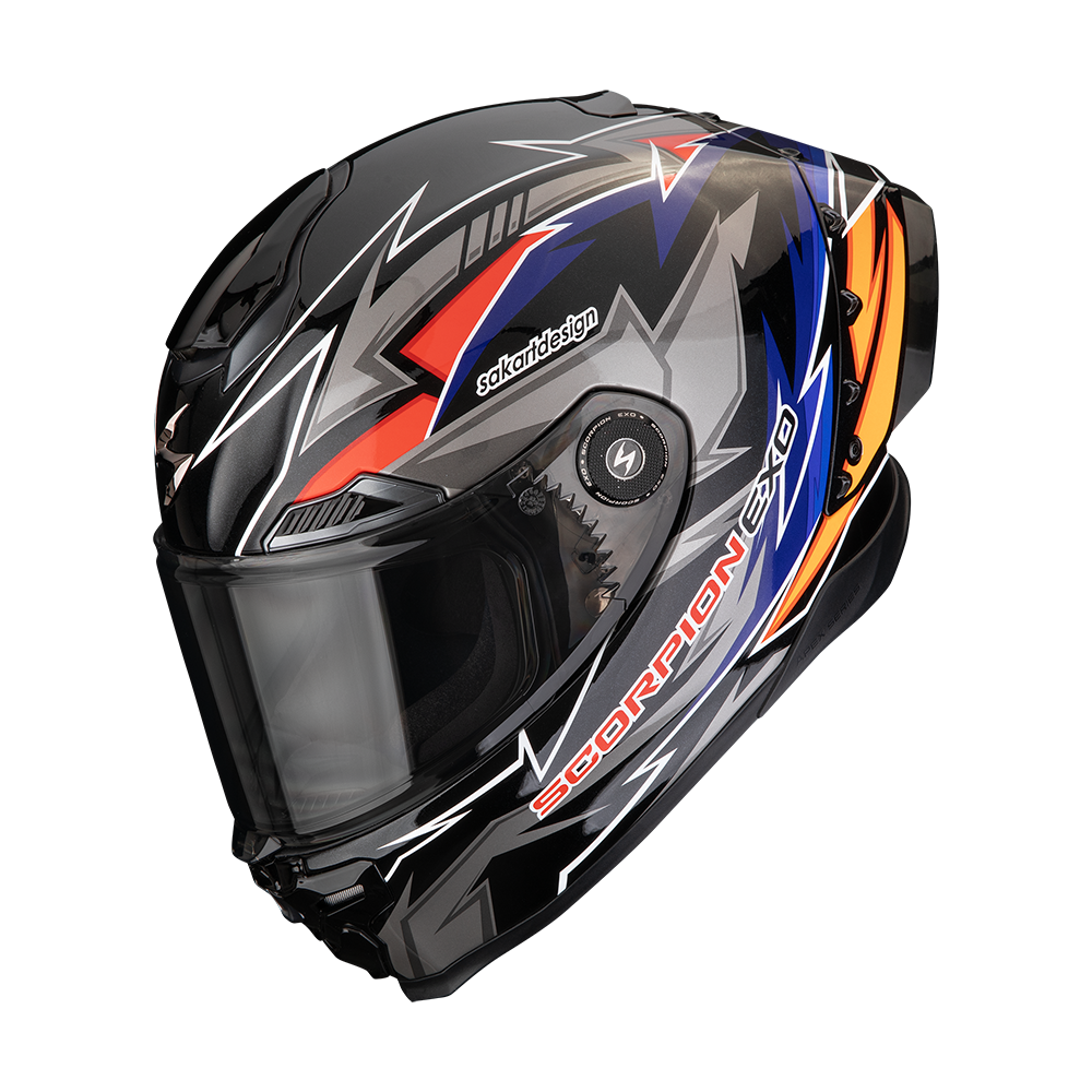 SCORPION KASK EXO-RACE AIR MOVE ON BK-BL-ORANGE