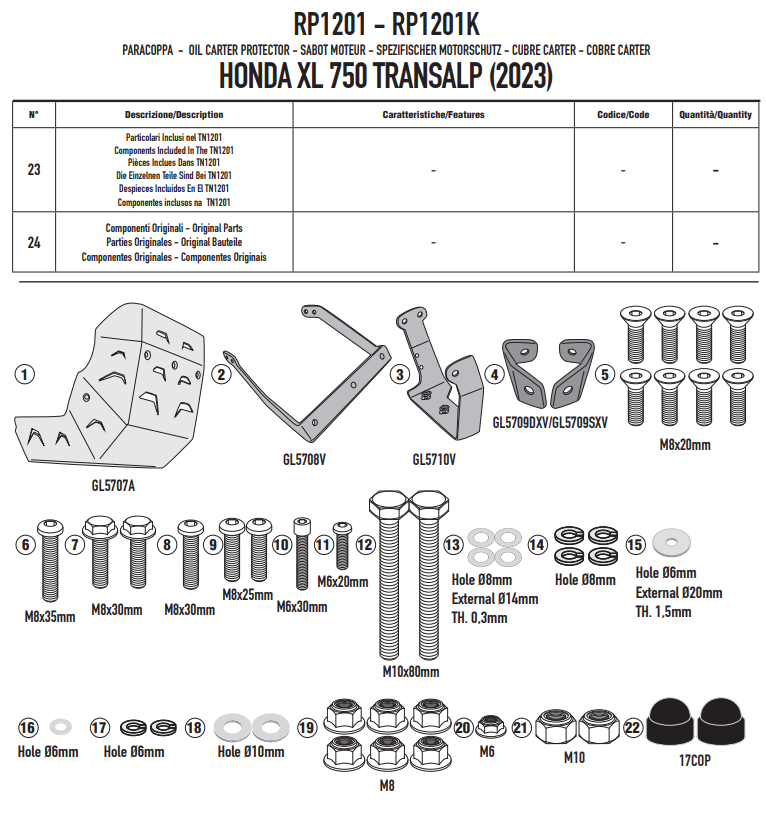 GIVI ALUMINIOWA OSŁONA MISKI OLEJOWEJ - HONDA XL750 TRANSALP (2023)