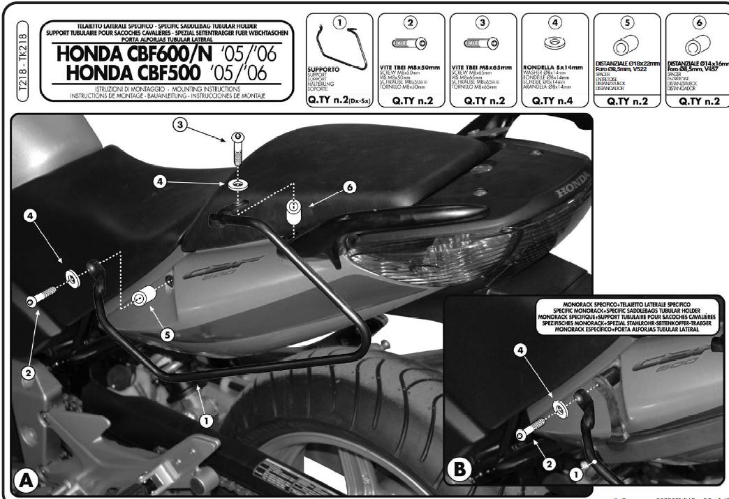KAPPA STELAŻ POD TORBY (SAKWY) BOCZNE HONDA CBF 500 '04-'12, CBF 600S/N '04-'09, CBF 1000 '06-'09