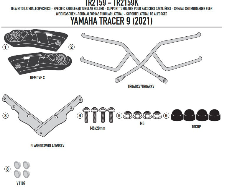 GIVI STELAŻ SAKW BOCZNYCH SERII REMOVE-X - YAMAHA Tracer 9 / Tracer 9 GT (21-22)