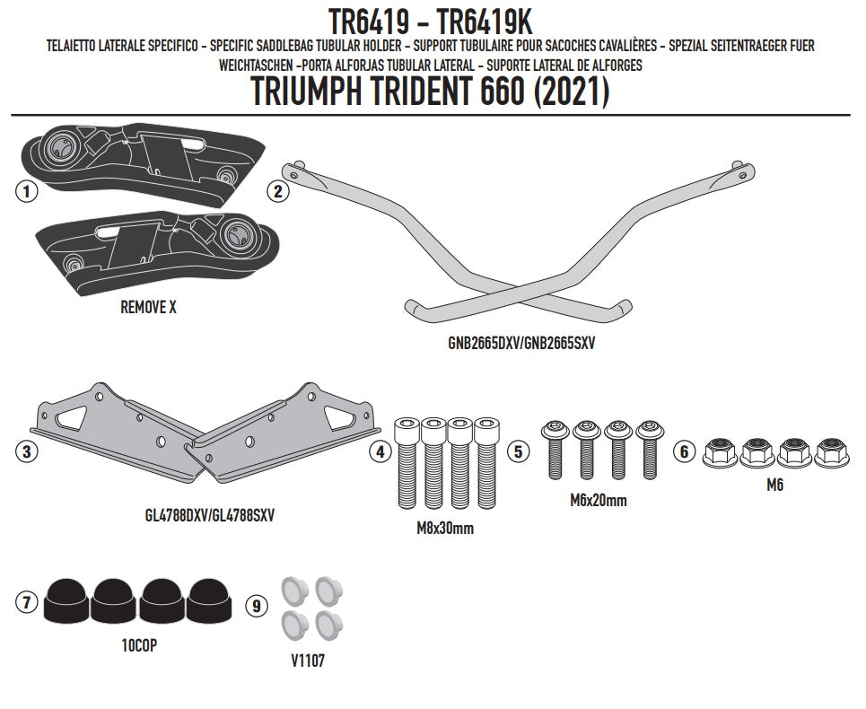 GIVI STELAŻ SAKW BOCZNYCH SERII REMOVE-X - TRIUMPH Trident 660 (21 > 22)