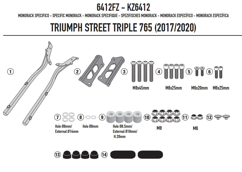 KAPPA STELAŻ KUFRA CENTRALNEGO TRIUMPH STREET TRIPLE 765 '17-'20 ( BEZ PŁYTY )