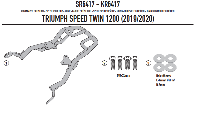 GIVI STELAŻ KUFRA CENTRALNEGO (BEZ PŁYTY) - TRIUMPH Speed Twin 1200 (19 > 20)