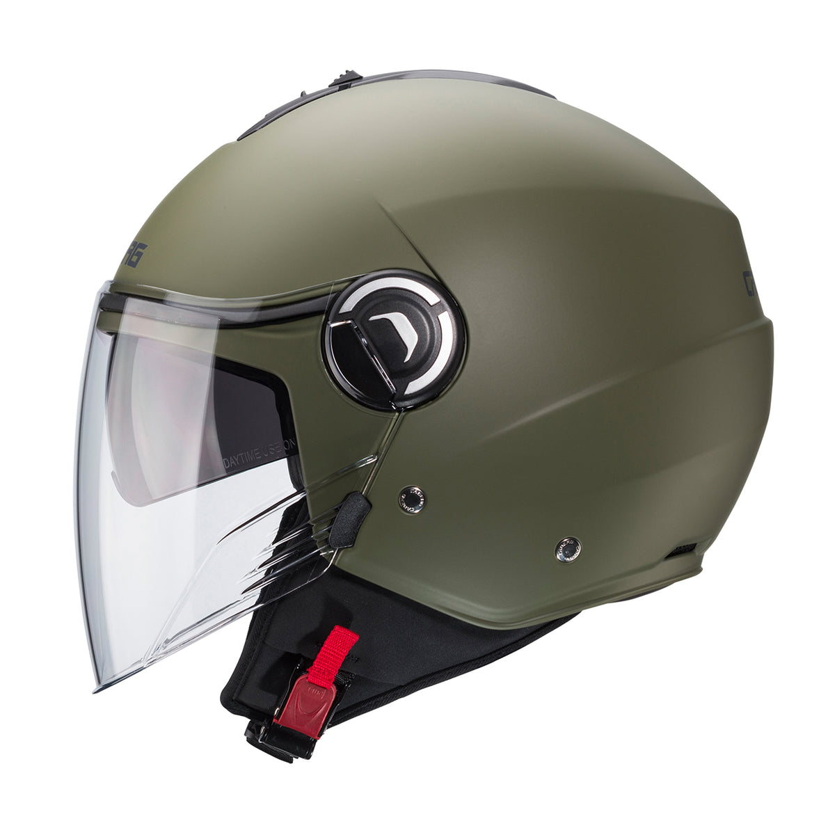 CABERG KASK OTWARTY JET Z BLENDĄ MODEL RIVIERA V4X SOLID KOLOR ZIELONY MAT - MILITARY GREEN – zdjęcie 3