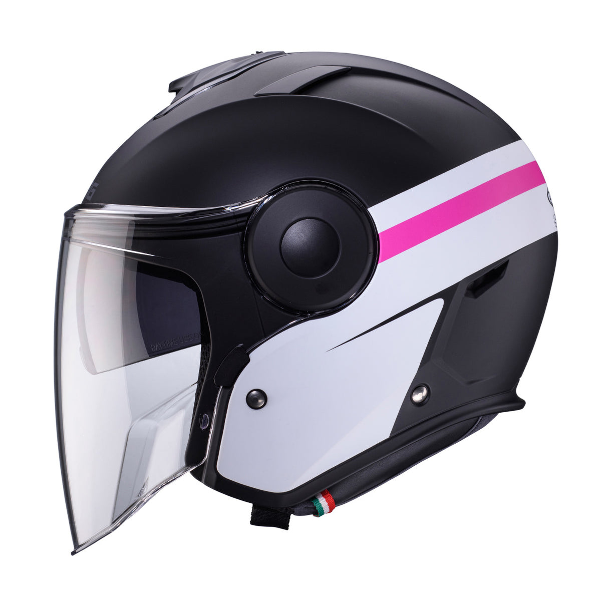 CABERG KASK OTWARTY JET Z BLENDĄ MODEL SOHO ZEPHYR KOLOR CZARNY MAT/BIAŁY/FUKSJA (INTENSYWNY ODCIEŃ RÓŻOWEGO) – zdjęcie 3