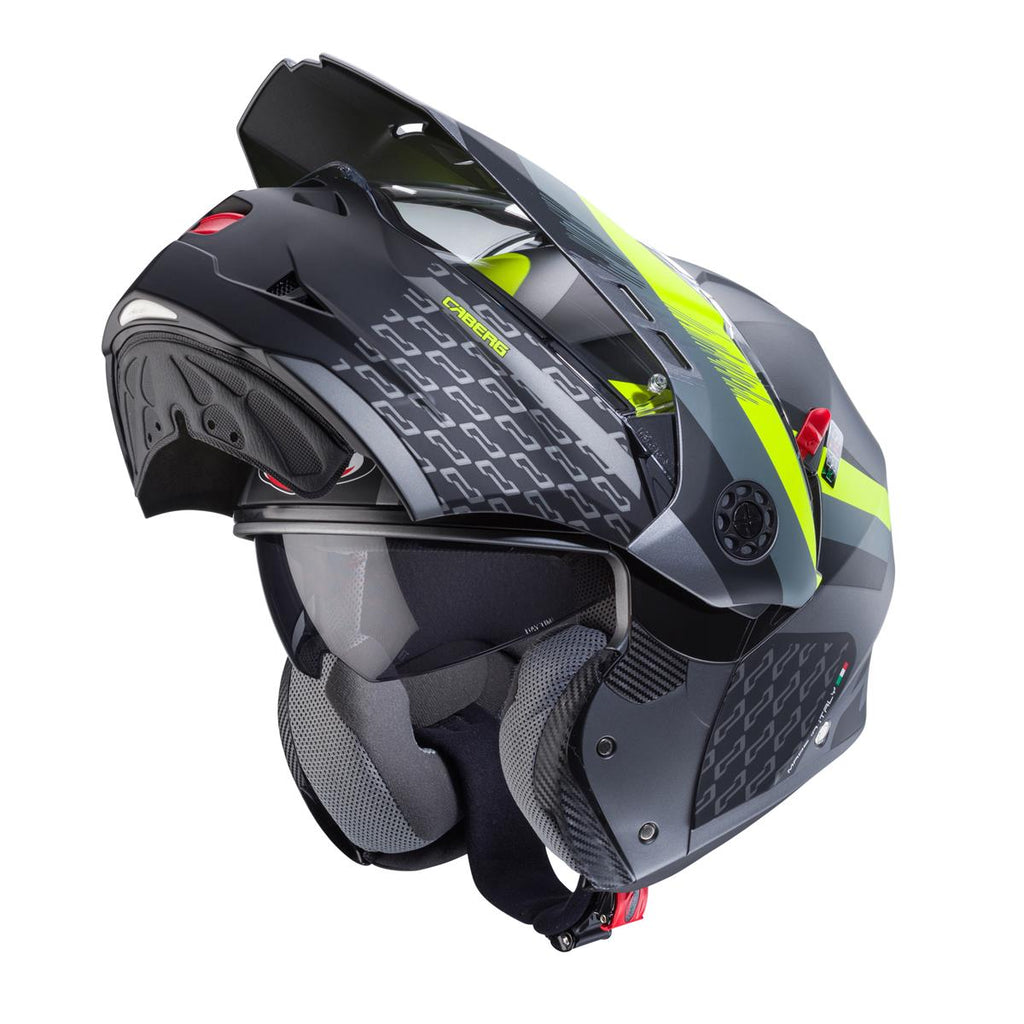 CABERG KASK SZCZĘKOWY FLIP-UP ENDURO MODEL TOURMAX X SARABE KOLOR SZARY MAT/CZARNY/ŻÓŁTY FLUO (PINLOCK W ZESTAWIE) – zdjęcie 2