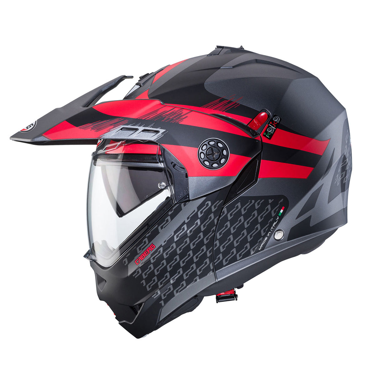 CABERG KASK SZCZĘKOWY FLIP-UP ENDURO MODEL TOURMAX X SARABE KOLOR SZARY MAT/CZARNY/CZERWONY (PINLOCK W ZESTAWIE) – zdjęcie 2