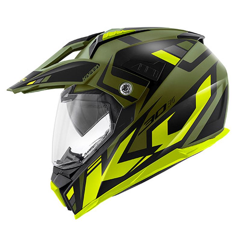 KAPPA KASK KV30 EVO GRAYER DUAL OFF ROAD Z SZYBĄ I BLENDĄ KOLOR ZIELONY (KHAKI) MAT/CZARNY/ZÓŁTY ( HOMOLOGACJA ECE 22R06 ) – zdjęcie 2