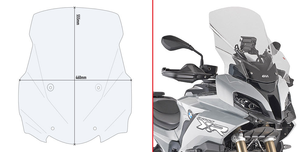 GIVI SZYBA PRZEZROCZYSTA 55,5 x 46 cm (H x W) - BMW S 1000 XR (20 > 21) / m 1000 xr (24 > 25)