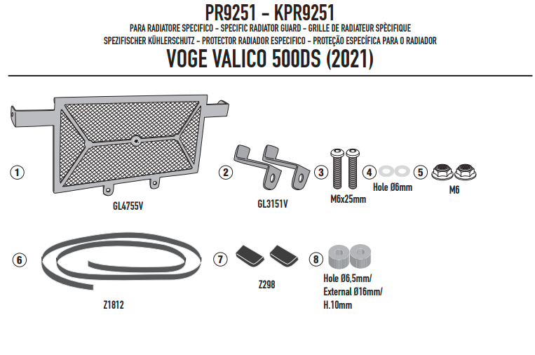GIVI (WYCOFANY - DO WYCZERPANIA) OSŁONA CHŁODNICY - VOGE Valico 500DS (20 > 22)