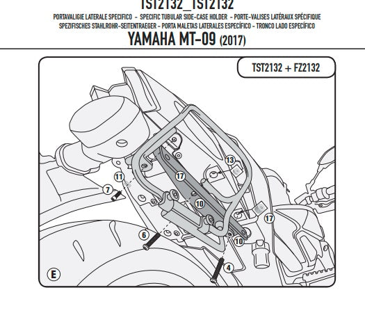GIVI (WYCOFANY) STELAŻ SAKW BOCZNYCH ST604 - YAMAHA MT-09 (17 >20)