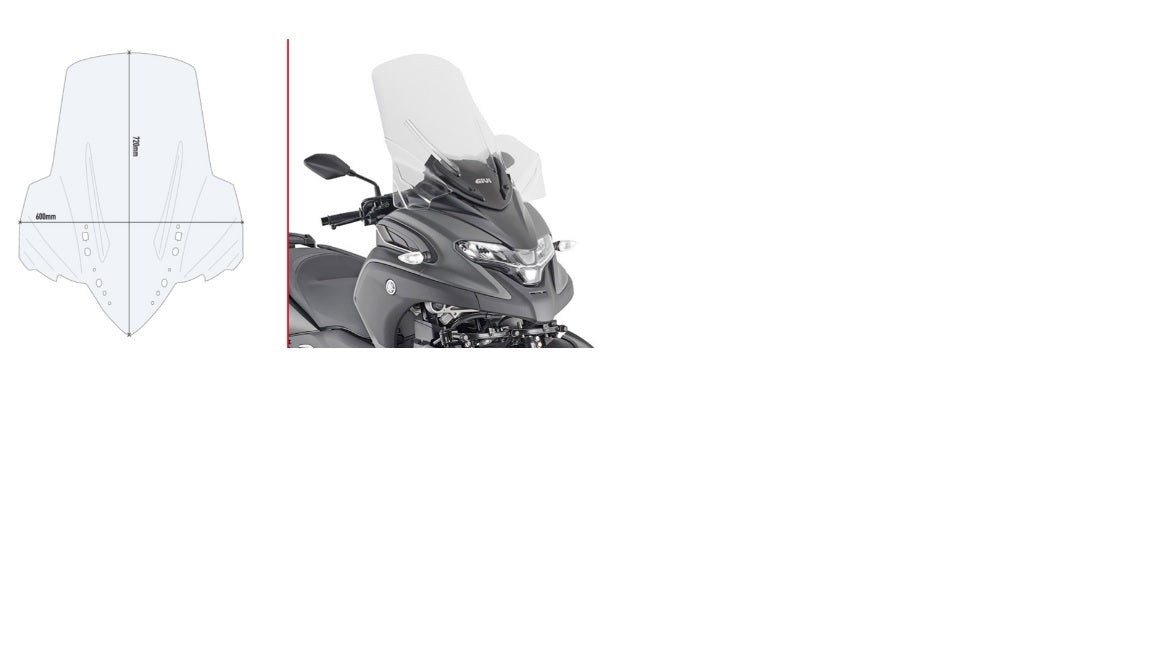 GIVI SZYBA PRZEZROCZYSTA 72 x 60 cm (H x W) - YAMAHA Tricity 300 (20)